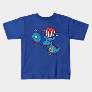 USA T-Rex Dinosaur USA Flag 4th of July Toddler Infant Kids Kids T-Shirt